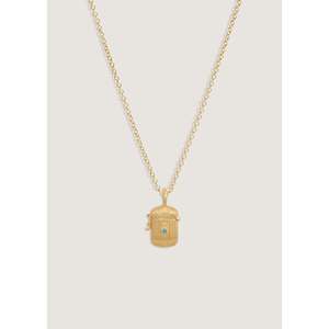 Aquamarine Relic Ribbed <b>Locket</b> <b>Necklace</b> with Bezel Setting Inlay Technology - Product Image 1