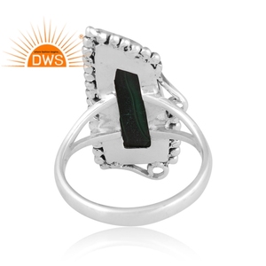 Última tendencia plata esterlina oxidada natural malaquita piedras preciosas anillo de banda dividida fabricante de joyería personalizada - Product Image 4