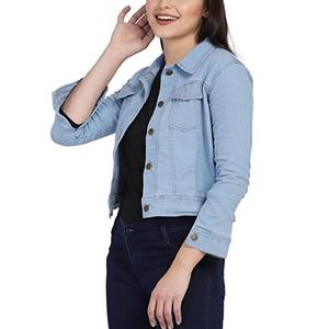 2023 veste en coton denim respirant pour femmes boutonnée avec décoration brodée et poches - Product Image 2