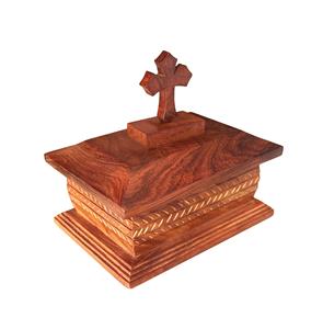 Belle boîte à urne en bois pour cendres humaines adulte-Conception de coupe de boîte à urne funéraire décorative avec croix sur le dessus grand (peut contenir 190 c) - Product Image 5