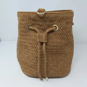 100% genuine cow suede leather back pack / sling bag Closure type Draw string closure Inside zipper pocket on lining