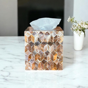 Premium Handcrafted Mop Inlay Tissue <b>Box</b> Holder with <b>Floral</b> Pattern and Engraved Design for Classy Home Decor Tradebyd - Product Image 2
