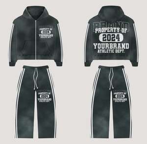 Ropa de calle personalizada Boxy recortada con capucha y pantalones de chándal acampanados conjunto de ropa de calle Unisex para chándal de diamantes de imitación de invierno - Product Image 5