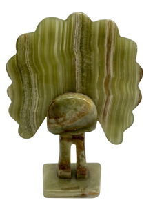 Sculpture de paon en onyx vert sculpté, écologique et vintage, artisanat SUAZ, figurine artisanale - Product Image 3