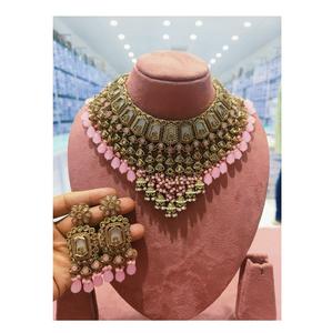 Direct Factory Supply Antique Finish <b>Pakistani</b> Necklace Set with Earrings Great for Wedding Functions & Traditional Outfits - Product Image 1