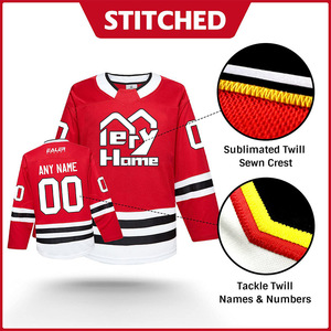 Maillots de hockey avec logo personnalisé OEM Uniformes de hockey sur glace sublimés avec matériau en polyester de style vierge Nom de l'équipe sur mesure - Product Image 4