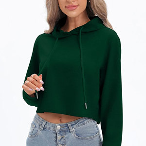 Sudaderas con capucha de alta calidad para mujer, Sudadera corta con capucha, jersey de manga larga, ropa de gimnasio informal personalizada - Product Image 4