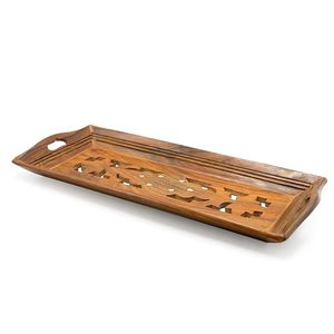Plateau de service rectangulaire en bois de qualité supérieure Pakka Sheesham | Plateau de service fait à la main et artisanal lot de 3 de MZ INTERNATIONAL - Product Image 2