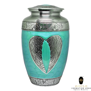 Urna de cremación de recuerdos infinitos de aluminio, recuerdo conmemorativo elegante de aluminio para cenizas de adultos con diseño de alas de Ángel - Product Image 2