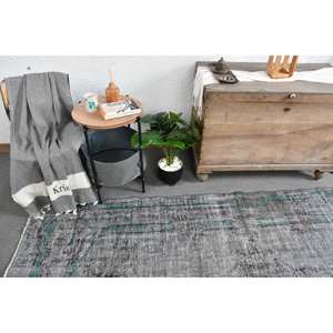 Tapis turc vintage 5.2 x 8.9ft gris vert laine tissage plat Patchwork motif pour salon décor Latex support pour couloir - Product Image 4
