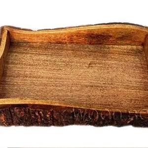 Eco Friendly Fruit Bowl Set of 3 Rustic Mango Wood Bowls with Bark Effect Food Contact Safe Home Decor - Product Image 4