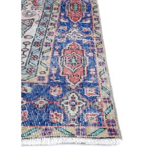 Alfombra Vintage de Lana 9x12, Anudada a Mano, con Diseño de Medallón Rojo y Naranja, Rectangular, Abstracta, para Pasillo, Entrada, Sala de Estar - Product Image 4