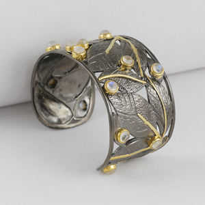 Beautiful <b>Silver</b> Gold Plated <b>Beaded</b> Rainbow Moonstone <b>Bracelet</b> for Women-Trendy Party & Wedding Jewelry - Product Image 2