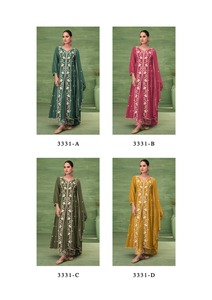 Bloomung Jorjet Work Top Plazzo et Dupatta catalogue complet disponible au tarif de gros, collection premium mangé prix de gros. - Product Image 6