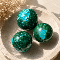 Sphère en malachite de silicium, boule de cristal naturelle, pierre décorative pour la maison, le bureau, la collection et les cadeaux