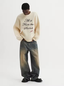 Tùy Chỉnh OEM Người Đàn Ông Cashmere Áo Len Cổ Điển Phong Cách 100% Cashmere Tùy Chỉnh Áo Len Crew Cổ Đan Cashmere Tinh Khiết Áo Len Cho Người Đàn Ông - Product Image 2