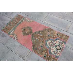 Tapis turc vintage, tapis de 2x4,5 pieds, tapis rayé rouge et bleu - Product Image 2