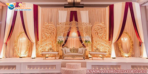 Décor de scène de mariage grandiose de style Bollywood, thème doré glamour, événement traditionnel, scène en fibre, design de style Brampton, réception au Canada - Product Image 6