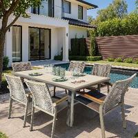 Table de jardin rectangulaire moderne en aluminium, résistante aux intempéries, pour terrasse et jardin