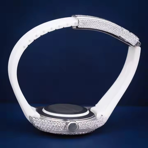 Reloj Deportivo Unisex de Diseño Personalizado, Estilo Hip Hop, Movimiento Miyota Analógico, Cristal, Correa de Acero Inoxidable Blanca Elegante, Diamantes Moissanite - Product Image 2