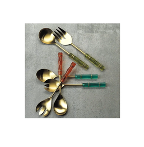 Pieza de diseño de servidor de ensalada de acero inoxidable con mango de fundición de acero espejado al mejor precio con embalaje personalizado para la venta - Product Image 3