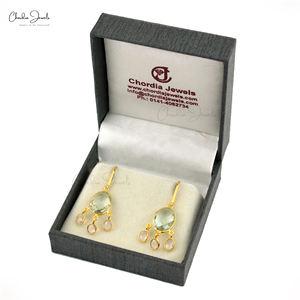 925สเตอร์ลิงเงินธรรมชาติสีเขียวอเมทิสต์โรสควอตซ์ต่างหูห้อยต่องแต่งโรเดียมไมครอนชุบเคลือบสูงทันสมัยน้อยที่สุด - Product Image 3