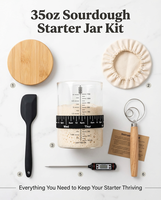 Kit de démarrage de levain de 35 oz avec pot en verre à large ouverture, bande de suivi de date et thermomètre pour la cuisson du pain