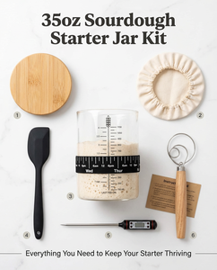 Kit de démarrage de levain de 35 oz avec pot en verre à large ouverture, bande de suivi de date et thermomètre pour la cuisson du pain - Product Image 4
