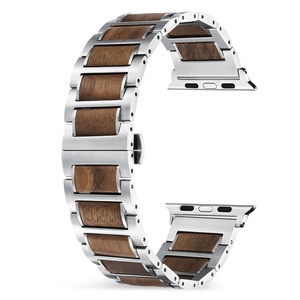 Correa de Madera Natural y Acero Inoxidable para <span class=keywords><strong>Apple</strong></span> <span class=keywords><strong>Watch</strong></span> IWatch Todas las Series Ultra 3 38/40/41/42/44/45/46/49mm - Product Image 5