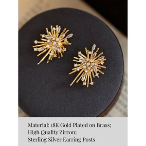 Pendientes de Oro Rosa de 18K con Diseño de Rayos de Sol, Pendientes Brillantes con Forma de Estrella Celestial, Regalo para Ella - Product Image 5