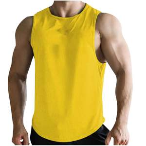 Quick Dry Polyester Cotton Knit Tank <b>Top</b> for Men with Custom Logo Summer <b>Loose</b> Design Sleeveless T-shirts Sports <b>Vest</b> - Product Image 4