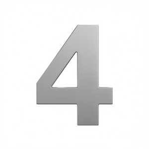 Plaque de numéro de maison en acier inoxydable mat EDI, 4, 150 mm de large et 117 mm de haut - Product Image 3
