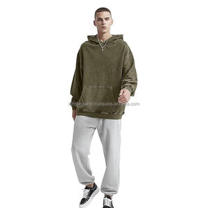 Pull-over en éponge française surdimensionné 100% coton unisexe, lavage à l'acide, motif solide, broderie personnalisée en détresse, costume XS - Product Image 6