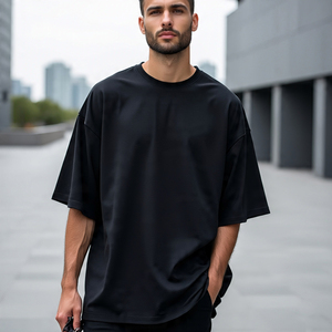 T-shirts à épaules tombantes pour hommes T-shirts à manches courtes à panneaux multiples T-shirts pour hommes décontractés pour la course à pied et le fitness T-shirts surdimensionnés pour hommes - Product Image 3