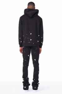 Customizable 100% Cotton French Terry Print Distressed Sun Fade Acid Wash Tracksuit Rhinestone <b>Flare</b> Sweat Pants Set OEM - Product Image 2