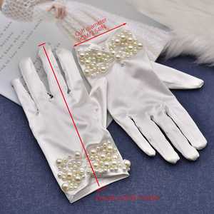 Gants Bridella MM13 en perles blanches et satin, doux et flexibles, pour mariages, bals de fin d'année et événements formels - Product Image 3