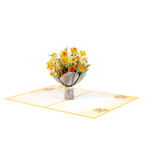 Bouquet de jonquilles en papier Offre Spéciale (jaune) 3D Pop up carte de voeux artisanat 15x20 pour la fête des mères - Product Image 6