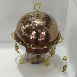 Chauffe-plats en acier inoxydable de haute qualité motif rond ensemble de service de buffet à l'état neuf pour les fêtes et les buffets - Product Image 1