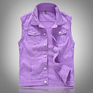 Gilet en jean d'hiver pour homme avec logo personnalisé, couleur unie, respirant, en coton écologique, anti-plis, décontracté, grande taille, direct usine - Product Image 2