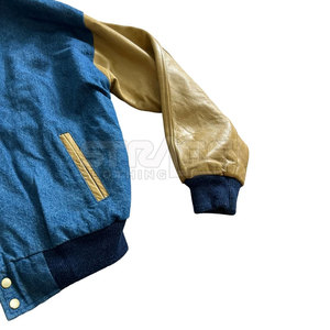 Hot Sale Winter <b>Leather</b> <b>Jeans</b> Varsity Jacket with Front Logo Durable Eco-Friendly Material and Bold Two-Tone Athletic Styling - Product Image 6