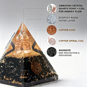 <span class=keywords><strong>Pyramide</strong></span> d'orgone artisanale en améthyste avec bobine de cuivre et cristal de quartz pour la guérison énergétique et l'équilibrage des chakras, cadeau de Noël gravé - Product Image 2