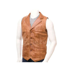 Gilet en cuir pour hommes, style motard décontracté, gilet en cuir pour moto ou vêtements de mode à vendre - Product Image 1