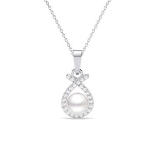 Cadena con colgante de perlas de agua dulce Asal plateadas con forma de gota de agua, collar elegante y con estilo - Product Image 1