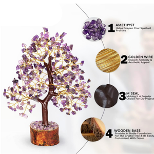 300พลอยอเมทิสต์จากหินธรรมชาติกึ่งมีค่าคริสตัลรูปต้นไม้ฮวงจุ้ยสำหรับตกแต่งบ้าน - Product Image 4
