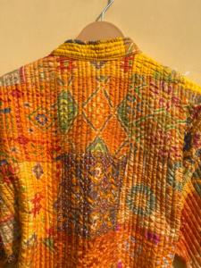 Abrigo de mujer Vintage hecho a mano elegante tejido de punto largo algodón transpirable Sari Kantha bordado Patchwork doble botonadura - Product Image 6