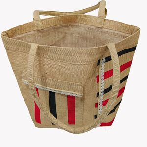 Bolsa de Compras Reutilizable Unisex 100% Ecológica con Diseño de Letras, Bolsa de Regalo de Yute con Asas de Cinta de Algodón, Precio Competitivo - Product Image 1