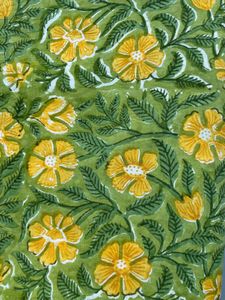 Tela de algodón verde para confección y artesanía, edredón hecho a mano, diseño de columpio con estampado de bloques florales para mujeres y niños - Product Image 5