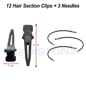 Kit de pinces à bouche plate en acier inoxydable pour extensions de cheveux, micro-perles et extensions à clip I-Tip, avec crochets à boucle, ciseaux et aiguilles - Product Image 5
