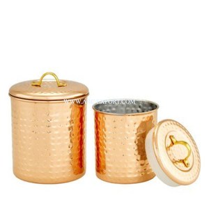 Pots décoratifs de thé et de sucre de table faits à la main de conception avantageuse Pots de luxe en étain plaqué cuivre de différentes tailles de qualité - Product Image 6