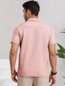 Camiseta sólida de cuello polo con diseño de botones y mezcla de poliéster para hombre - Product Image 3